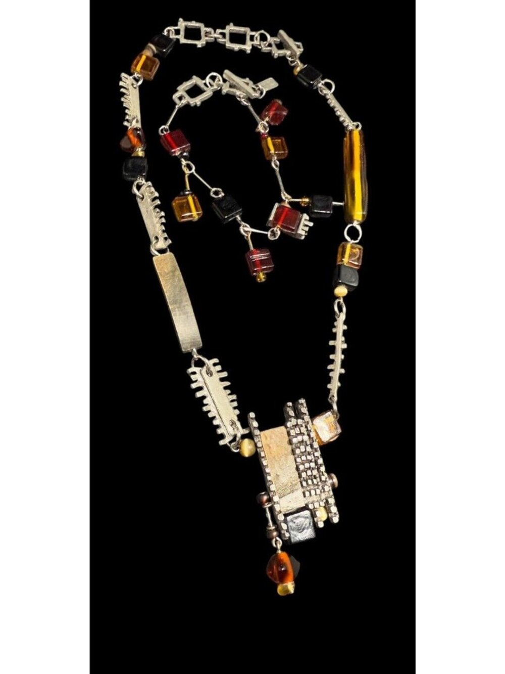Anne-Marie Chagnon Jewelry Set Bracelet And Necklace Brutalist Mid Century